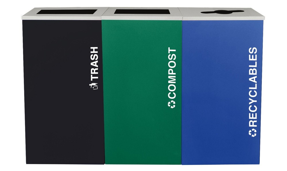 BrightStream 3-Stream Trash and Recycling Receptacles