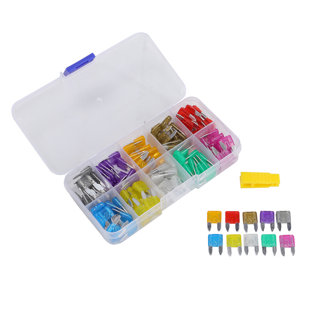 Mini Fuse Assortment – 120pcs Blade Type w/Case for Vehicles