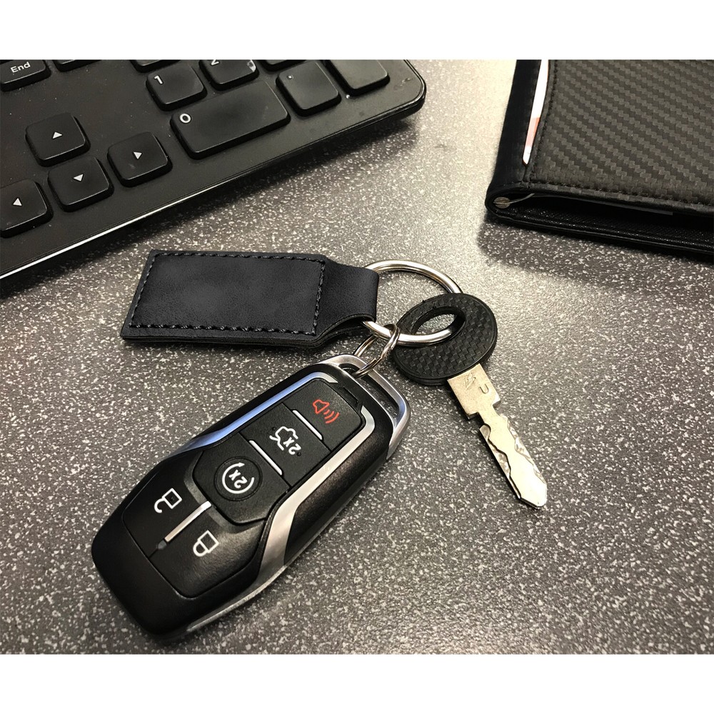 Dodge Scat-Pack Full Color Rectangular Black Leather Key Chain Challenger