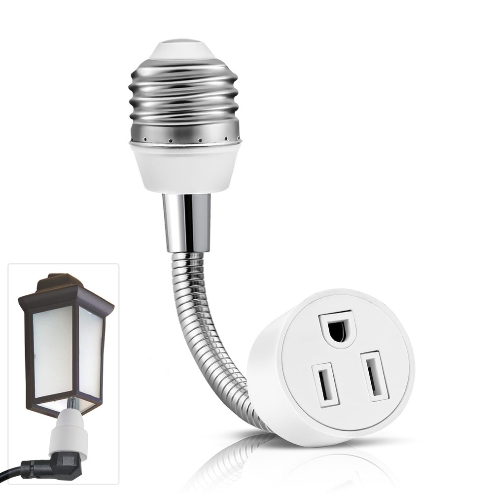 3 Prong Outlet Light Socket Adapter,Light Bulb to Outlet Socket Adapter with ...