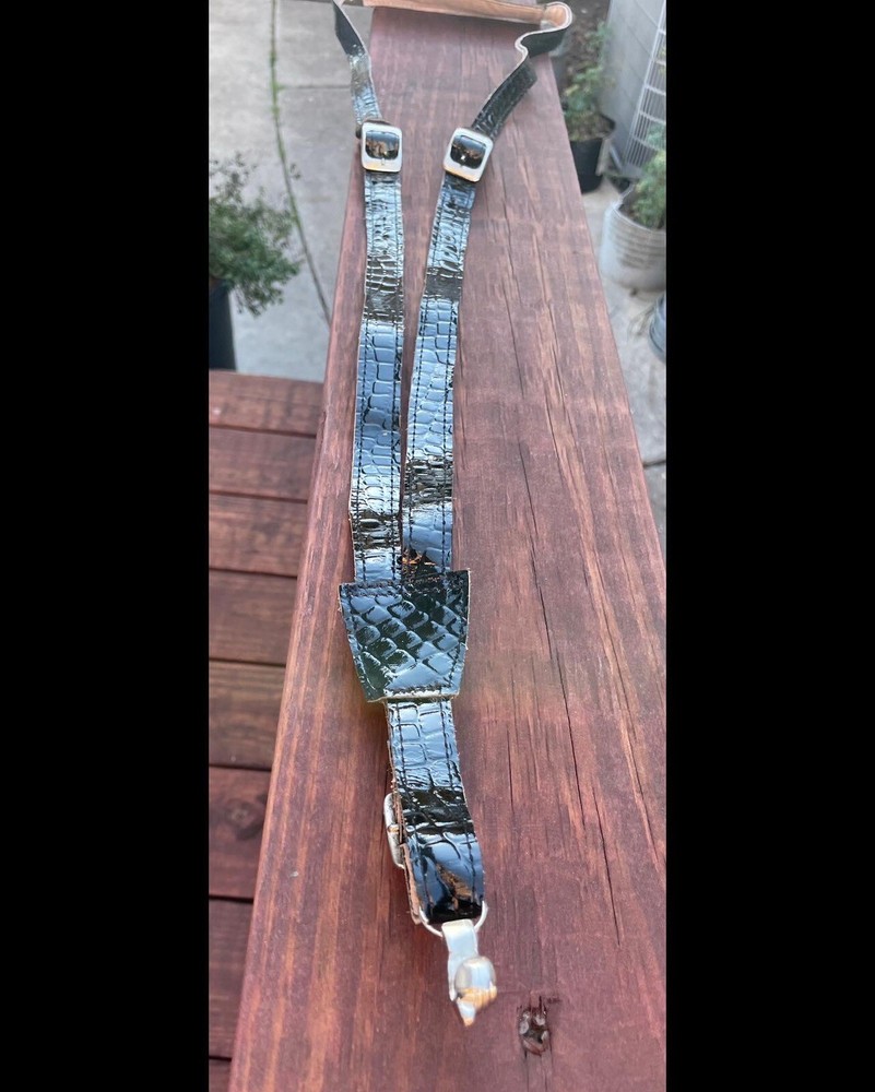 Black Leather Vihuela / Guitar Strap