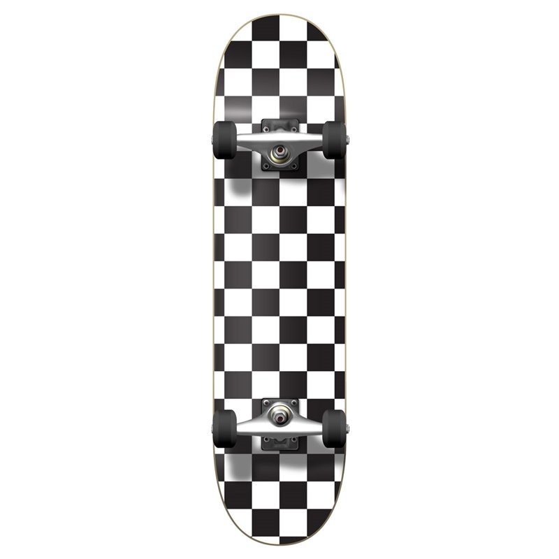 Yocaher Graphic 7.75" Complete Skateboard - Checker White