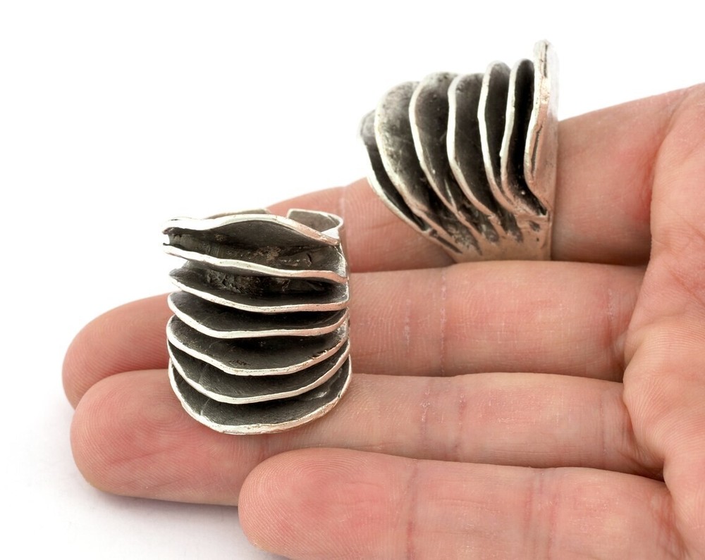 Slice Ring Adjustable Antique silver plated brass (18mm 8US inner size) 5237