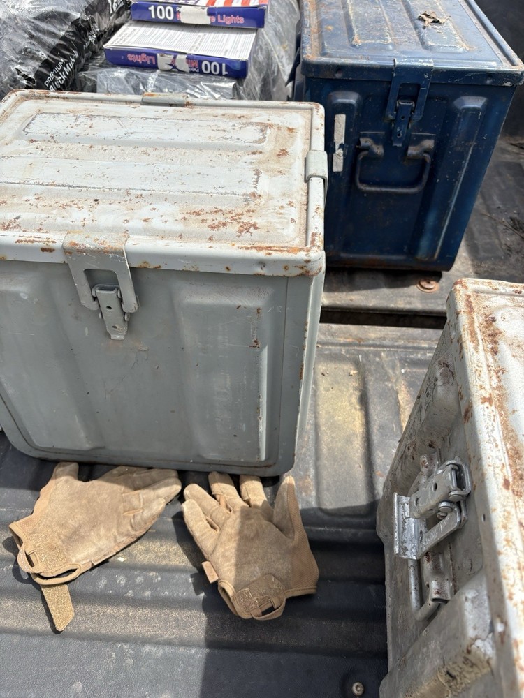 WWII utilized EII Component Box MK2 MOD 9 ammo box. See desc for shipping deets