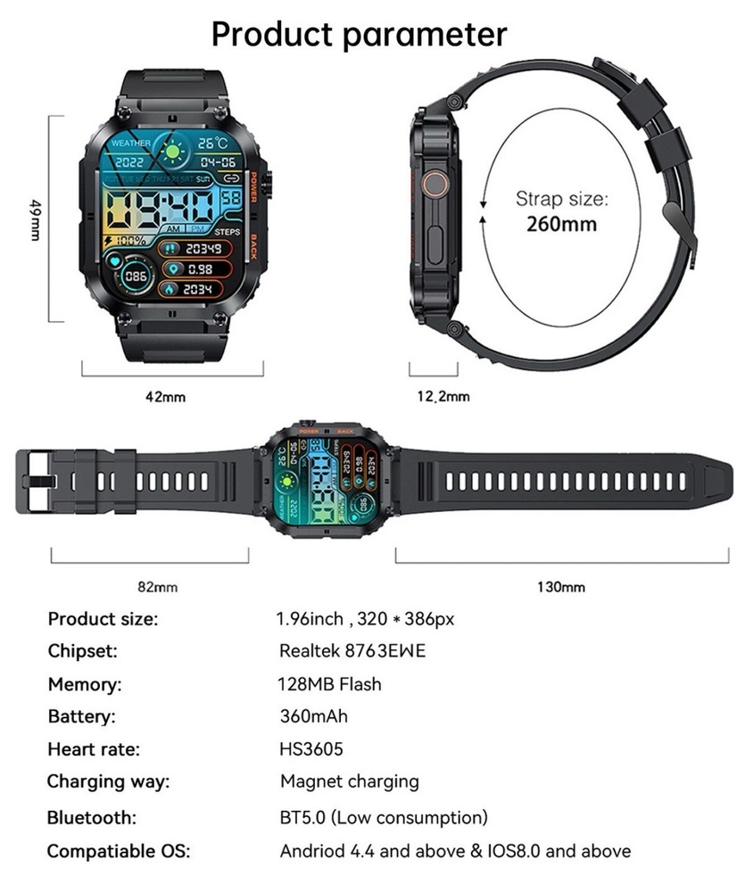 Fitness Smartwatch Call Text Waterproof for Google Pixel 7 Pro Android Iphone