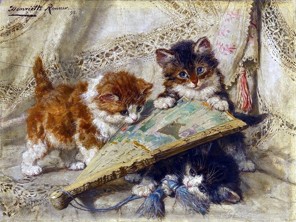 Three Kittens Cats by H. Knip Accent Tile Mural Kitchen Backsplash Ceramic 10x8
