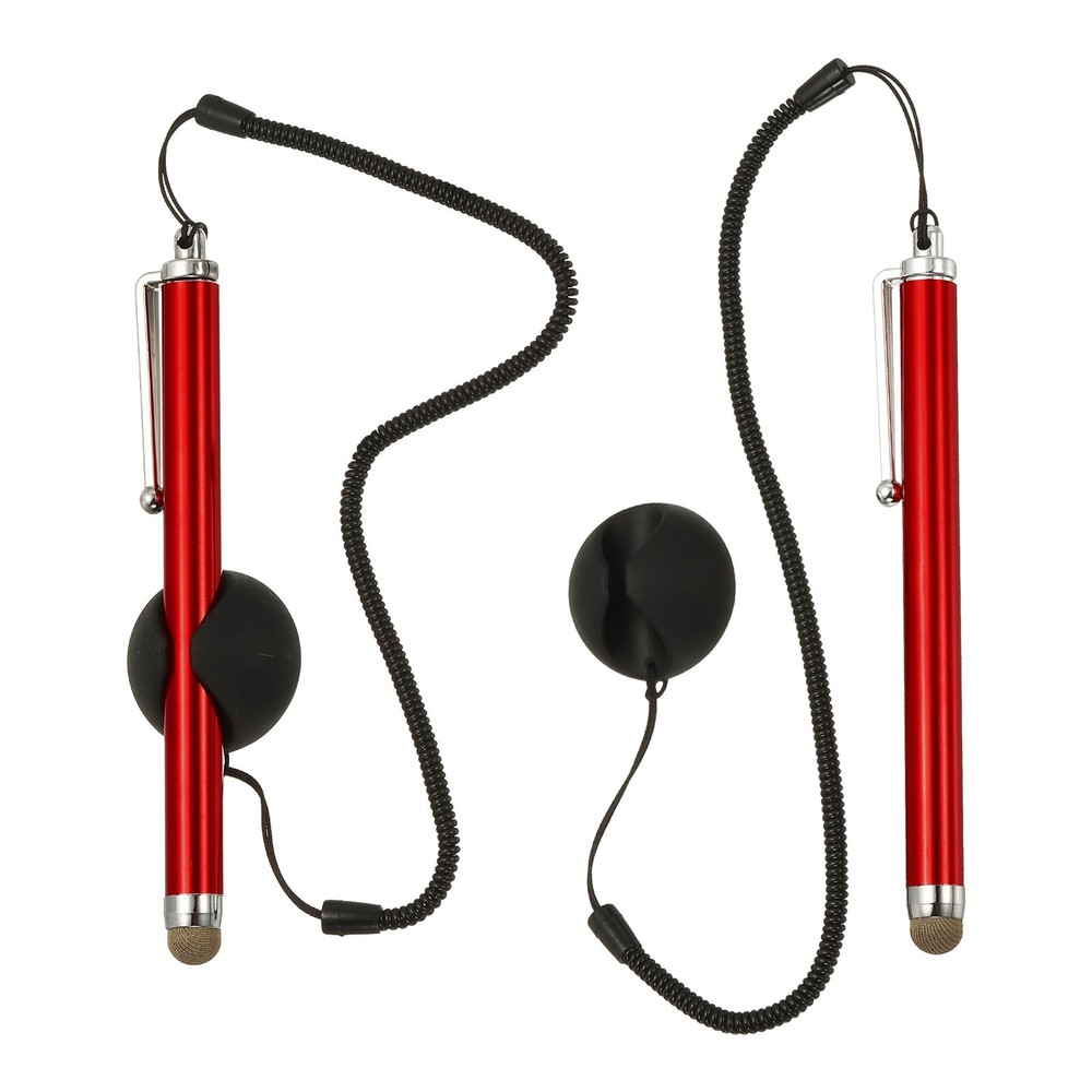 2 Pcs Screen Capacitive Pen with Spring Rope Fixing Dock Red