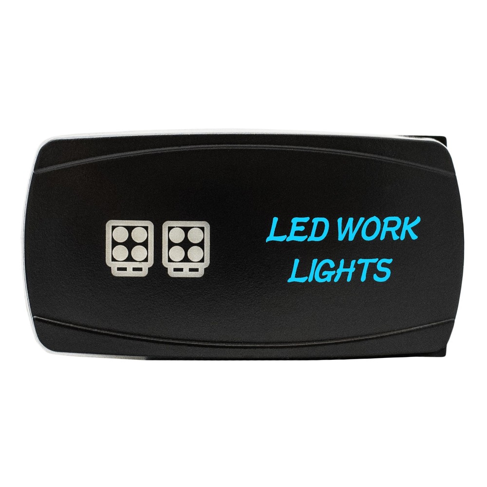 BLUE Dual LED Back-lit Rocker Switch Laser Etched 20A LED WORK LIGHTS Horizontal