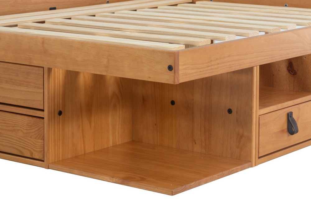 Memomad Bali Bed - Full Size Storage Platform Bed Frame with Drawers (Oak)