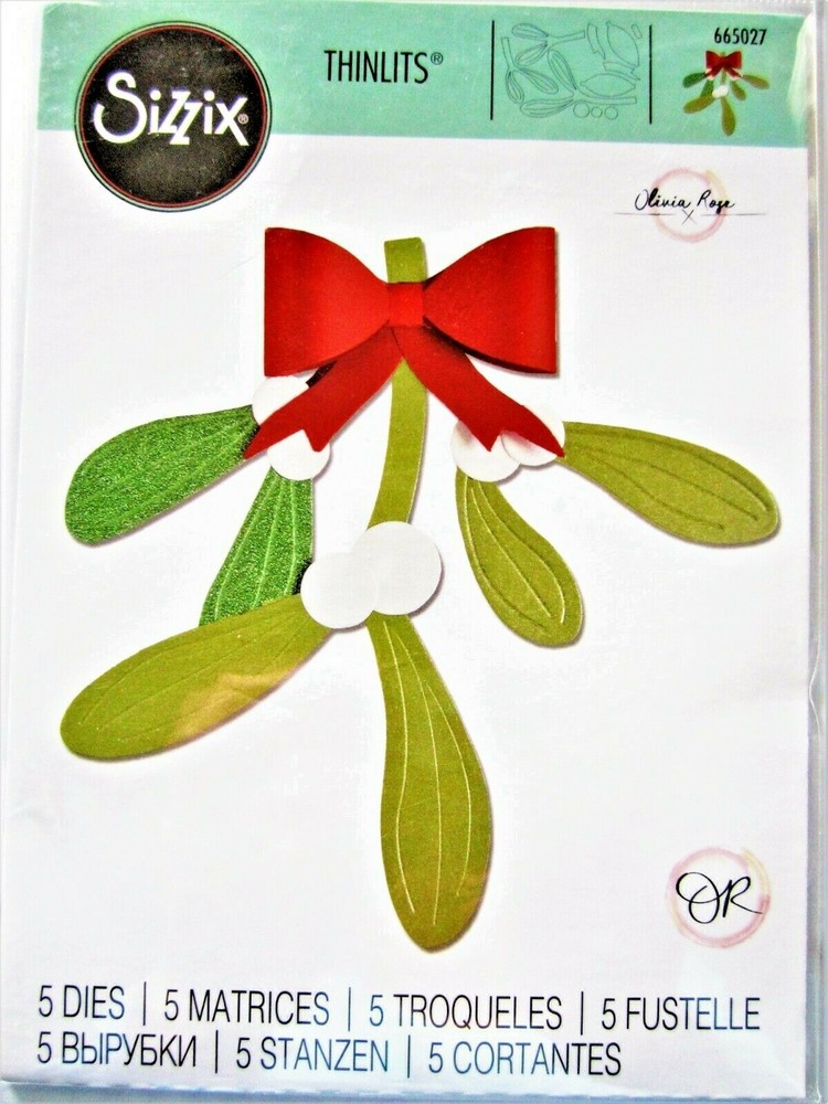 Mistletoe Leaves Christmas Sizzix Thinlits Metal Die Set 665027 NEW!