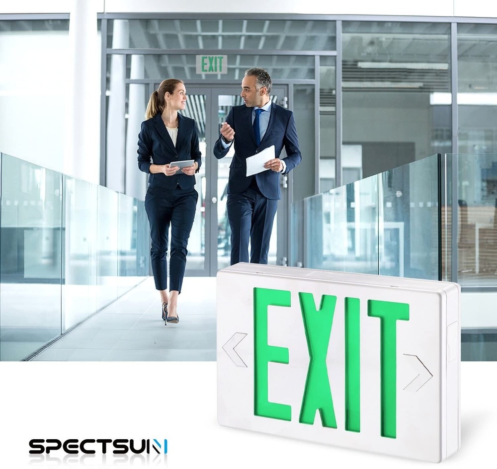 SPECTSUN 4 Packs UL Listed -Green Exit Sign with Battery Backup Led Exit Lights