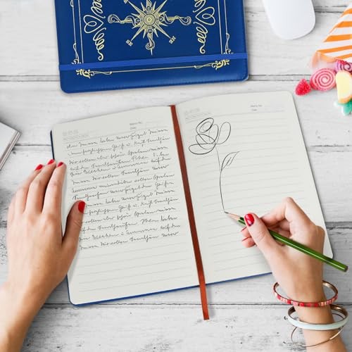 Compass Gift Compass 2pcs PU Leather Notebook Journal 2pcs compass-dark blue