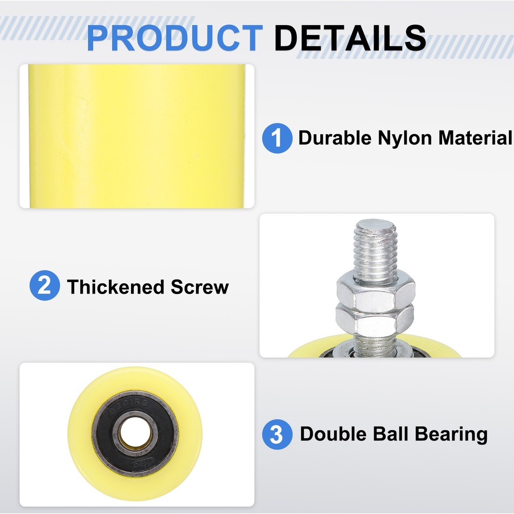 4Pcs Slide Gate Guide Roller, 6" Nylon Sliding Gate Support Assembly, Yellow