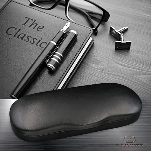Eyeglass Clam Shell Hard Case for Small-Medium Frames | As196 Black With Cloth