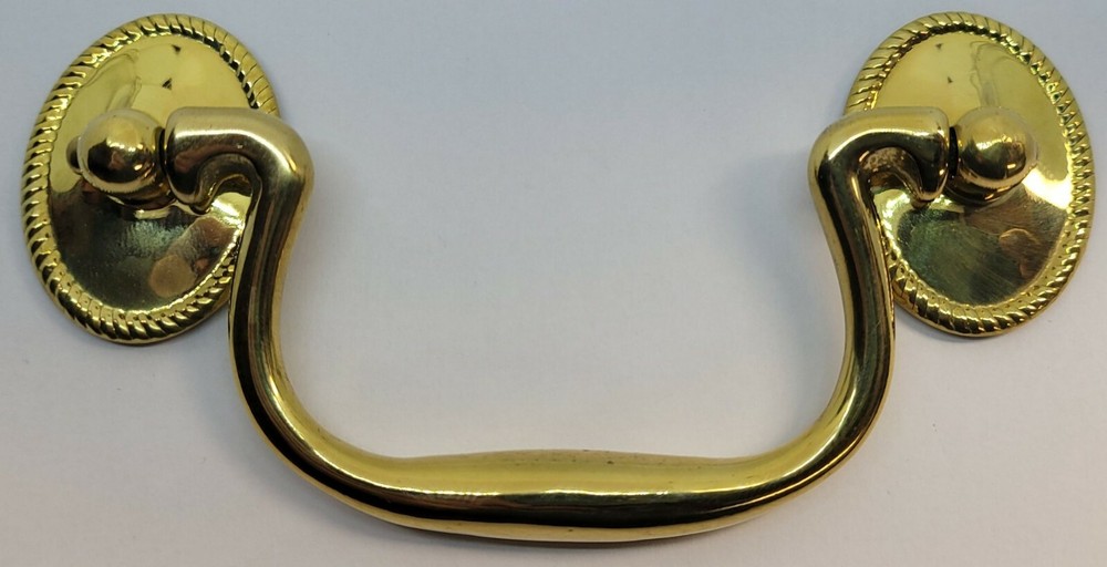 Oval Rosette Rope Pattern back plate Bail Pull handle mid century modern antique