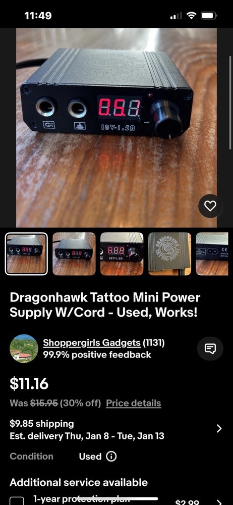 Dragonhawk Tattoo Gun Variable Foot Speed Throttle Controller Power Supply Cords