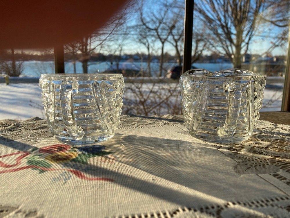 Anchor Hocking Stars & Bars Creamer & Sugar