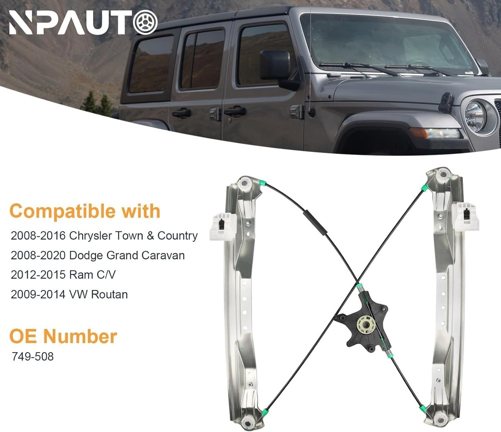 Power Window Regulator Without Motor Replacement for Chrysler Front Driver Side