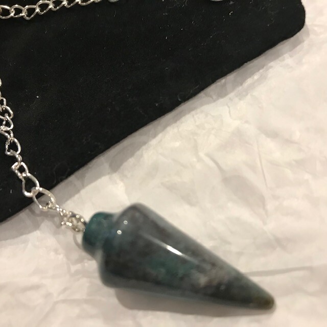 Pendulum with Chain, Green Agate
