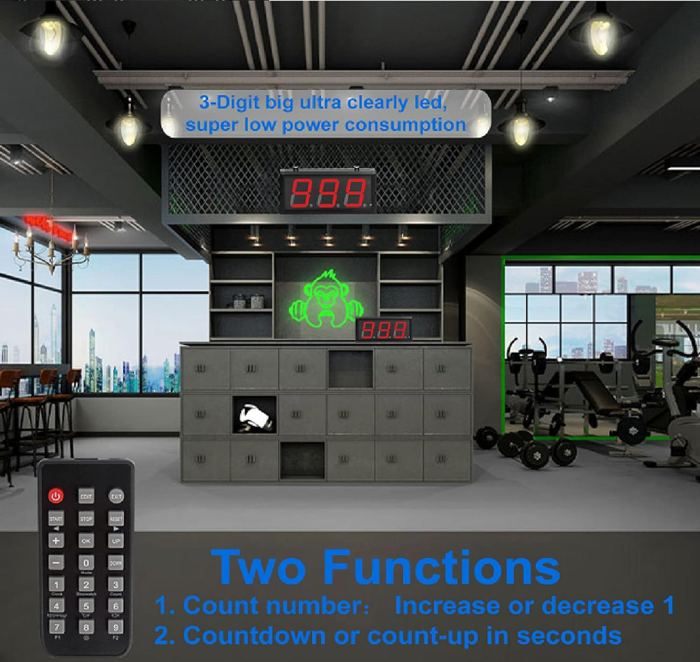 LED Up/Down Counter with Switch Box & Remote Red 4'' LED Display (3Digits)