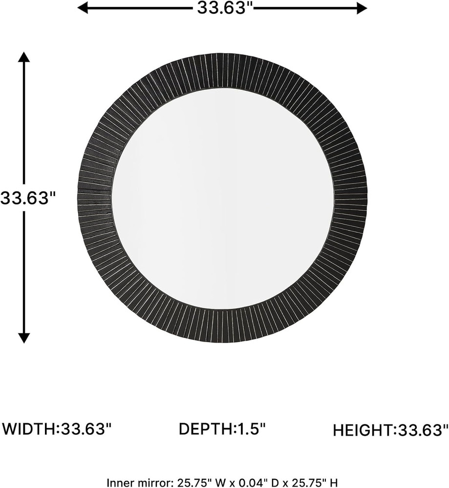 Black Wall Mounted Aluminum Accent Mirror with Thick Frame by Ashley
