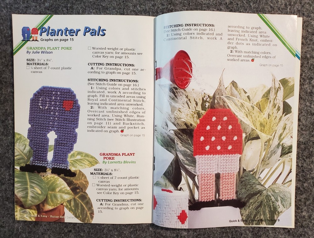 Quick & Easy Plastic Canvas Bazaar Best Sellers 1992 Book 15 Craft Projects VTG