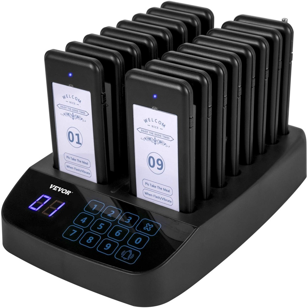 16 Pagers Wireless Restaurant Paging System With Touch Screen Control