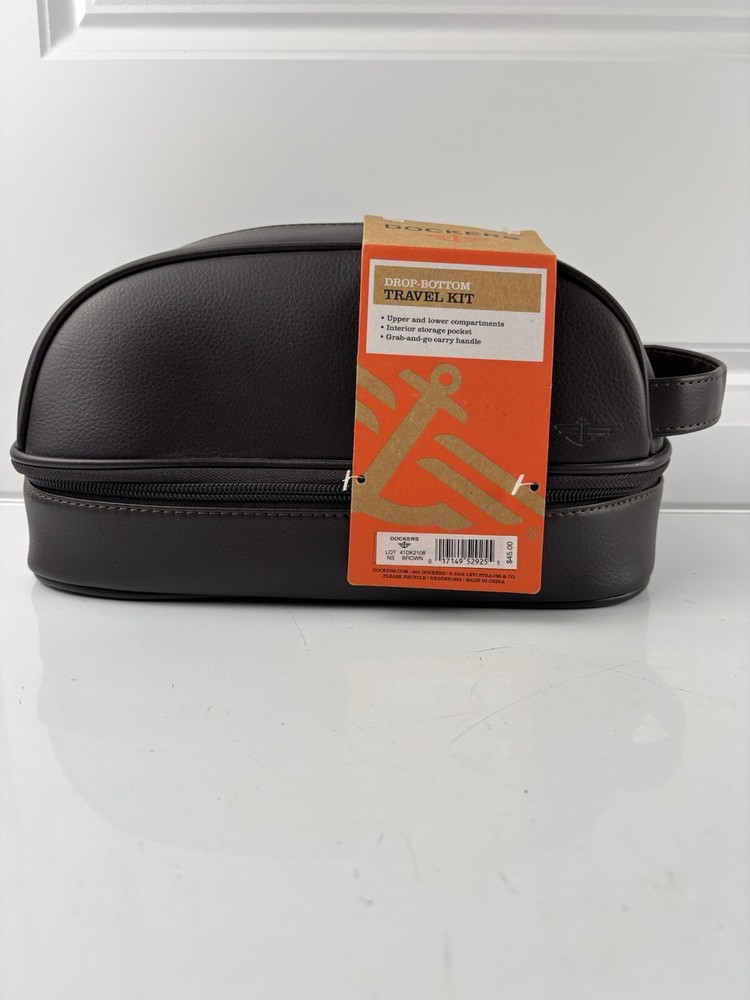 NWT Dockers Drop Bottom Travel Kit Upper & Lower Compartments Grab & Go Handle