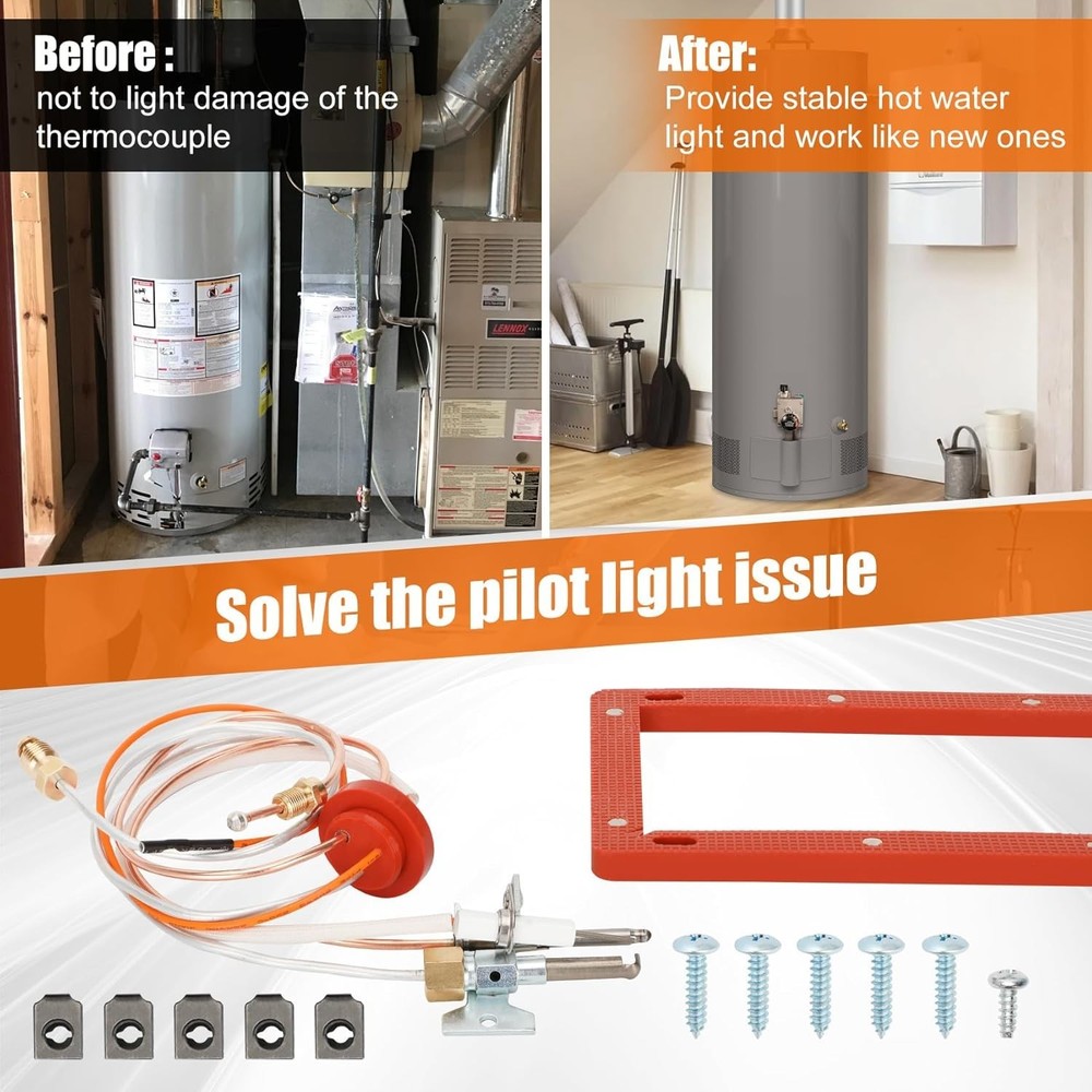 Upgraded Pilot and Igniter Assembly for Rheem Water Heaters - Fast & Easy Ins...