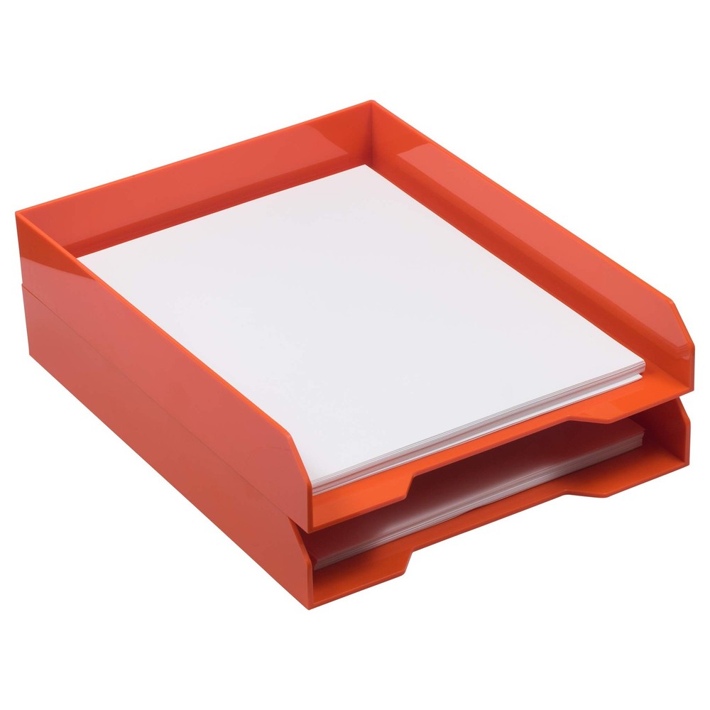 Stackable Trays - Orange - Desktop Document, Letter, & File Organizer Tray - ...