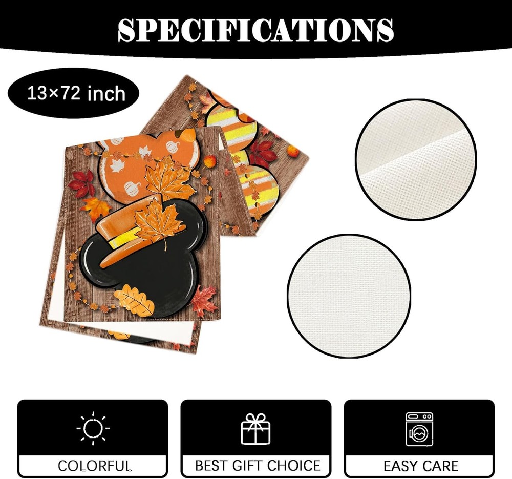 Fall Table Runner Cartoon Mouse Tablecover Autumn Mouse Table Runner Fall Aut...