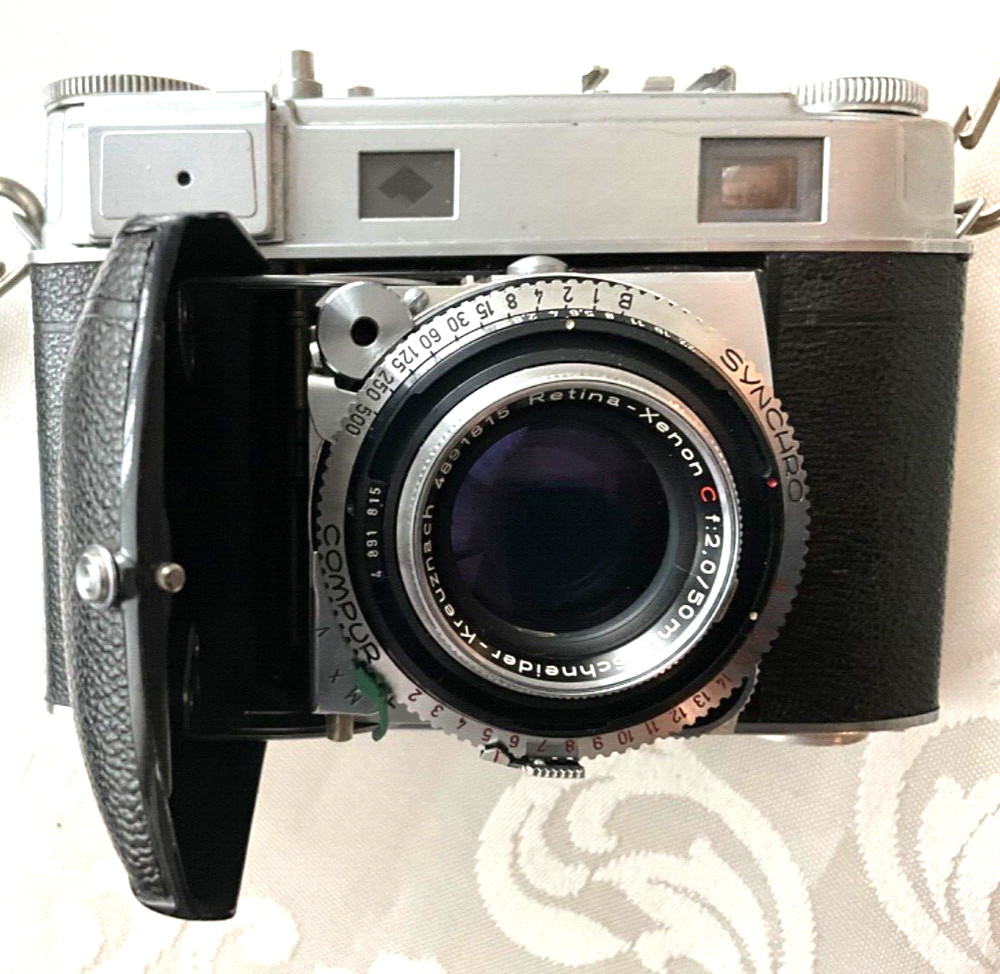 Vtg Kodak Retina IIIc Rangefinder 35mm Black Camera +strap+Case Germany Work