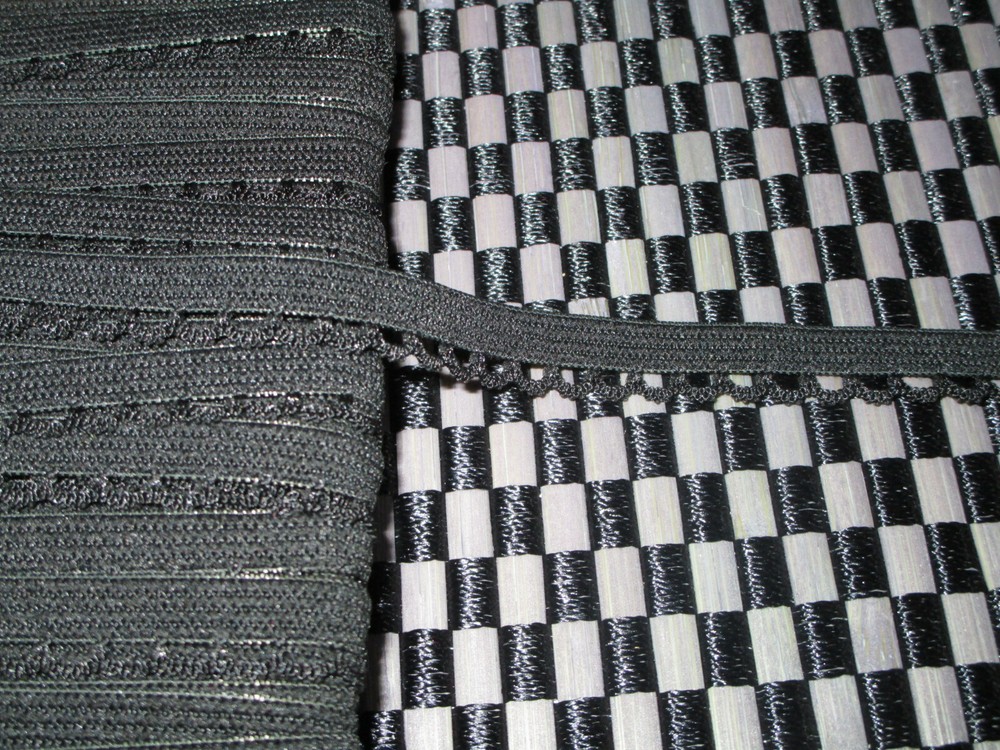 6 yards 3/8" width in black color stretch scroll elastic trim for your design