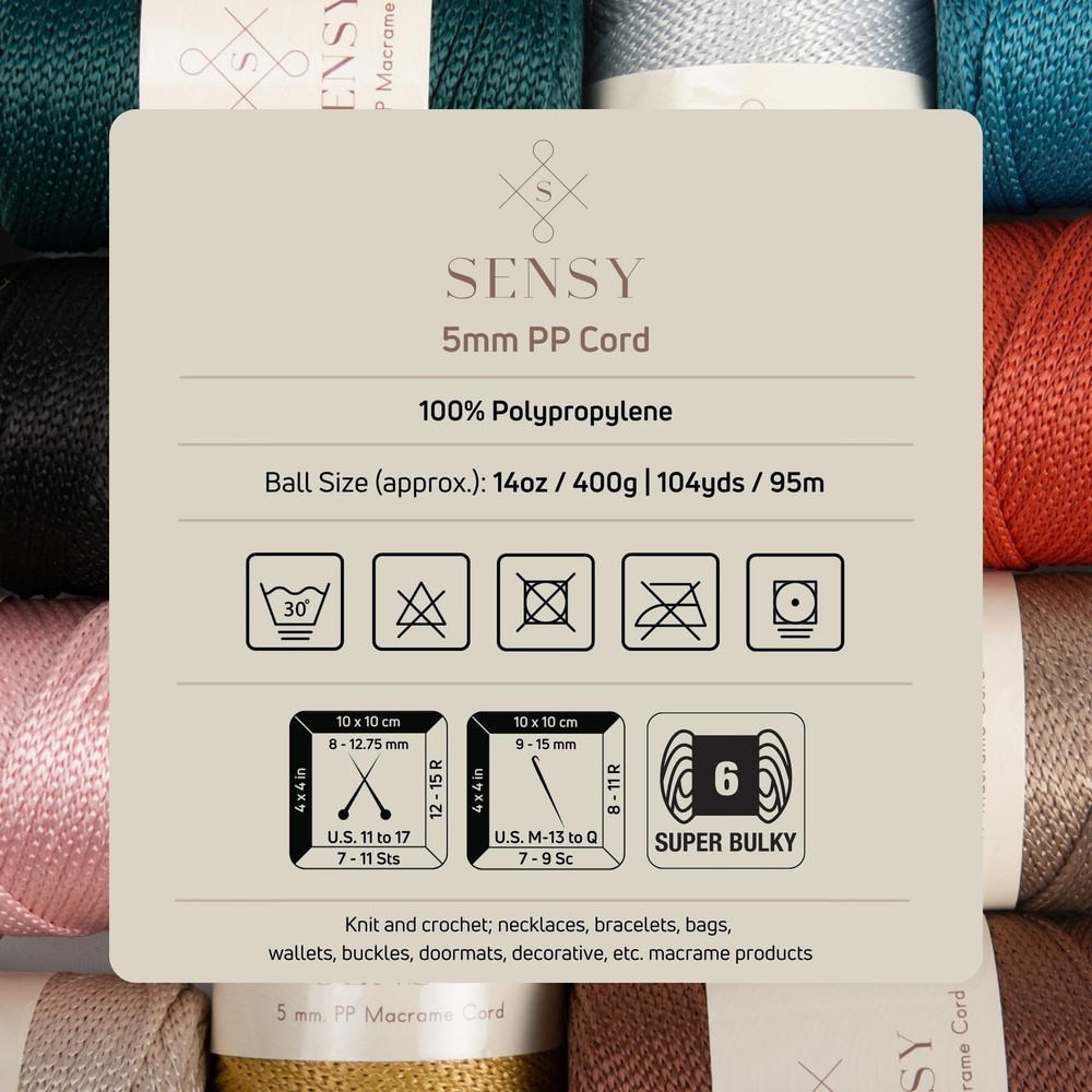 5mm Premium Polyester Macrame Rope 104 Yards Polypropylene Cord Mink
