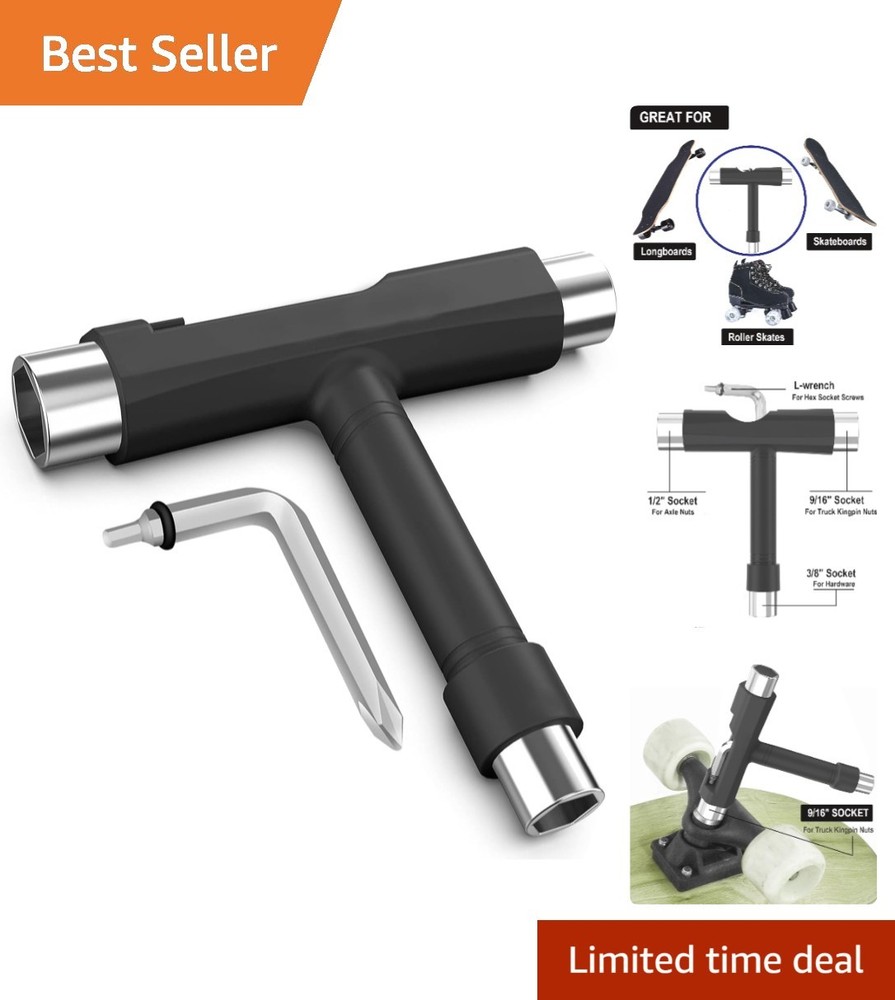 Multi-Function T Tool for Skateboards and Roller Skates - Lightweight & Handy