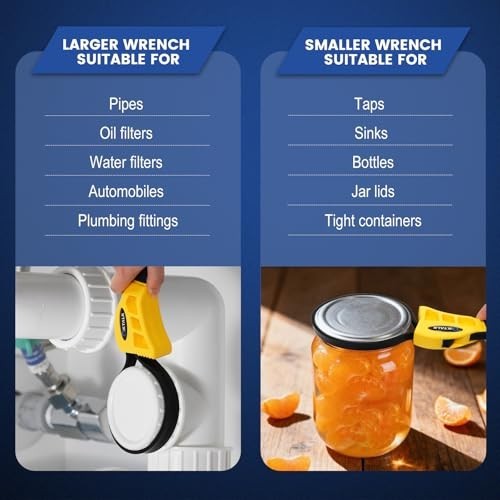 2-Pack Adjustable Rubber Strap Wrench Set - 4" & 6" Oil Filter & Jar Opener Tool
