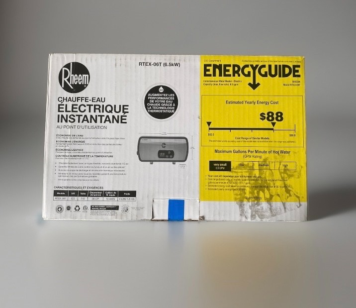 Rheem 6.5kW 240V Point of Use Thermostatic Tankless Electric Water Heater