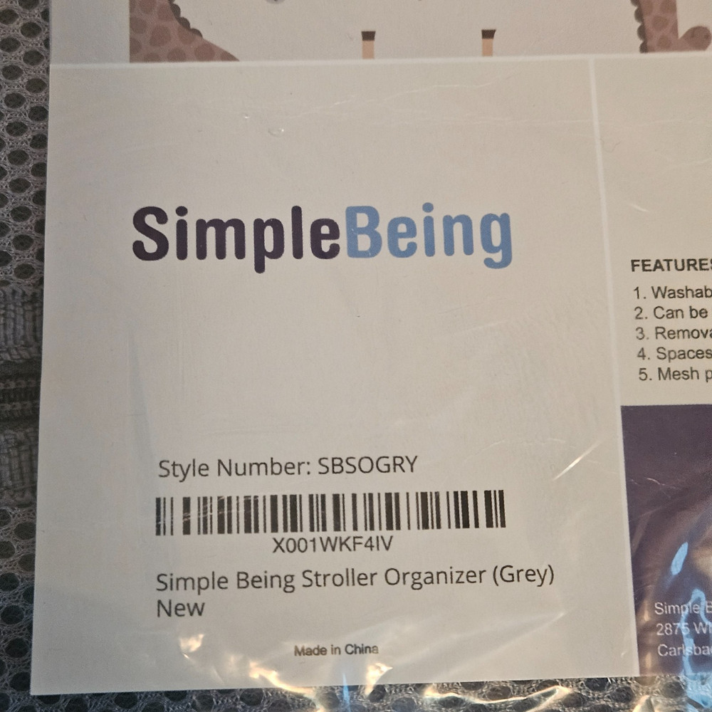 NWT SimpleBeing Gray Stroller Organizer Still In Packaging