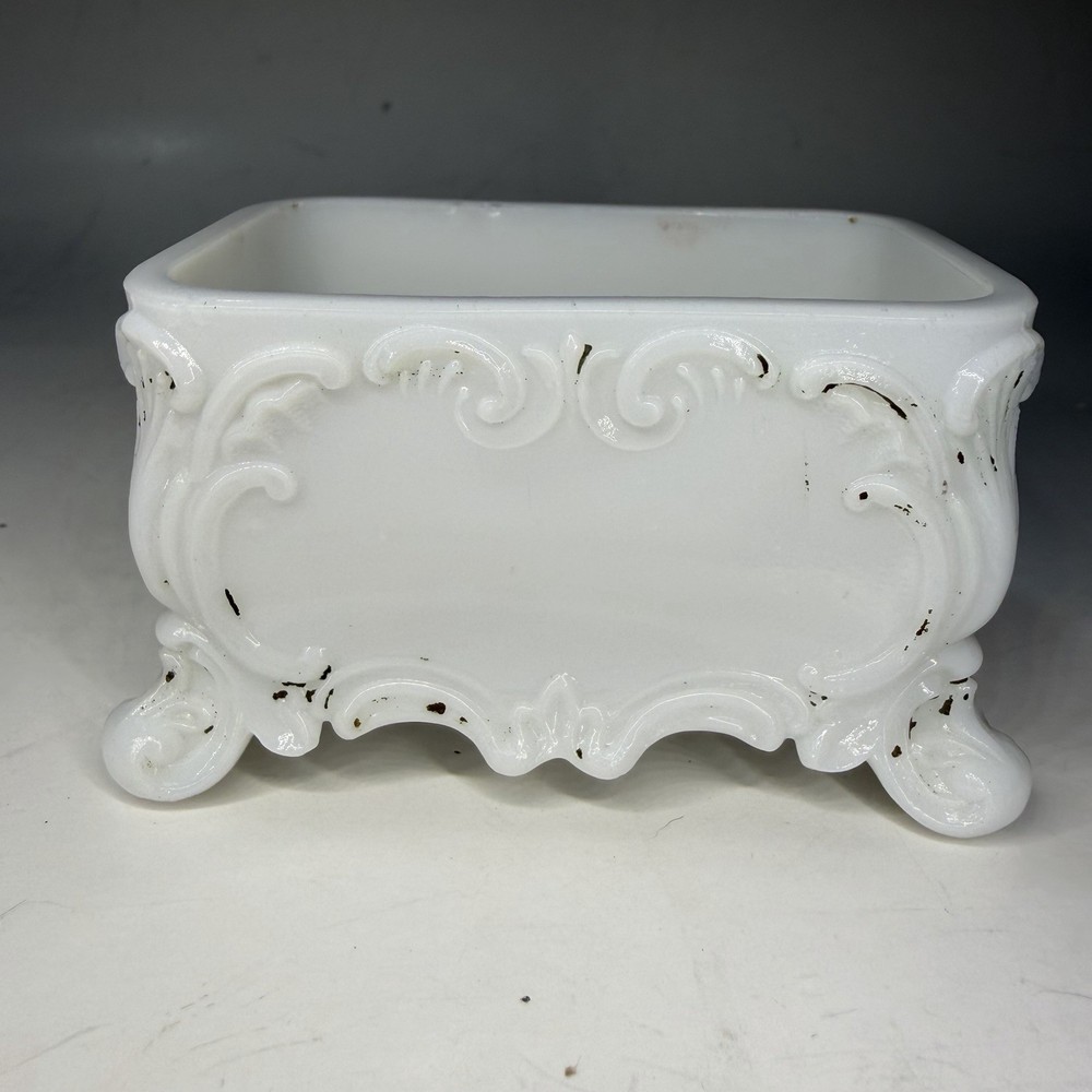 Antique Dithridge Milk Glass Vanity Dish