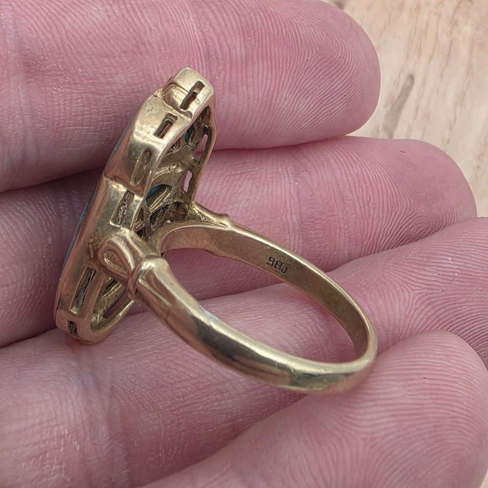 Turquoise Inlay Beatle Ring Size 10.5