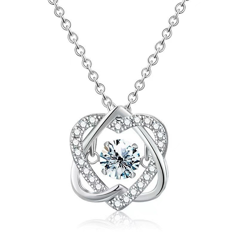 925 Silver Locked Hearts Pendant Necklace