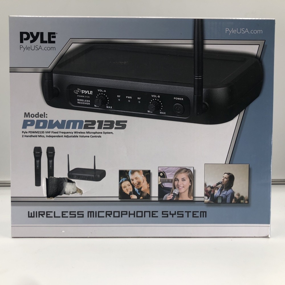 Pyle Fixed Frequency Wireless Karaoke Microphones w/ 2 Handheld Mics