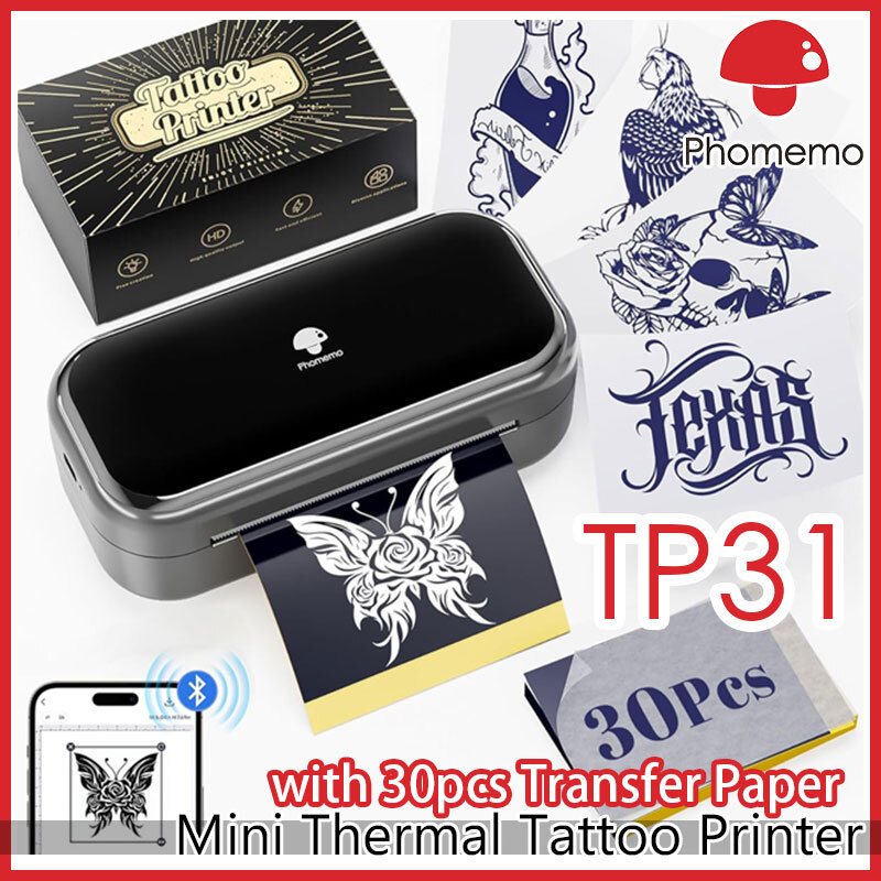 Phomemo TP31 Tattoo Stencil Printer Mini Printer with 30pcs Transfer Paper