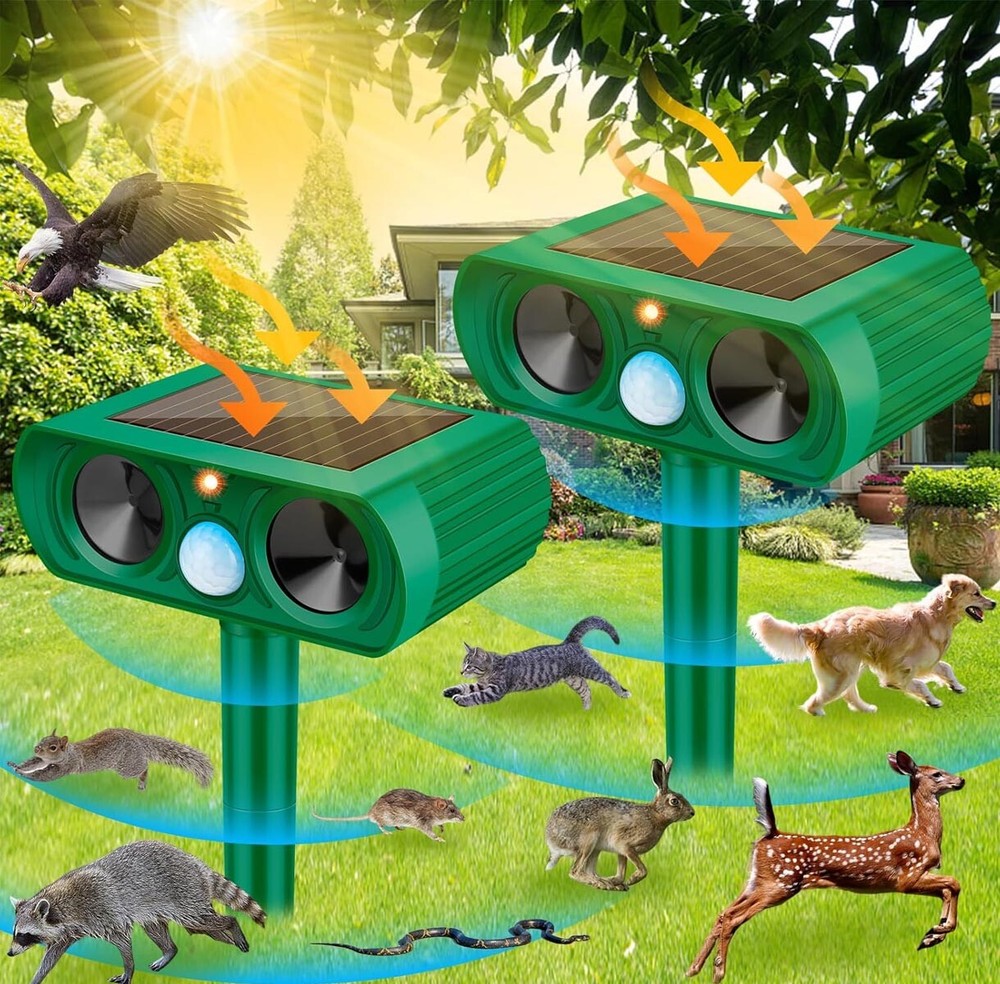 Squirrel Repellent, Solar Ultrasonic Squirrel Deterrent with Motion Detection