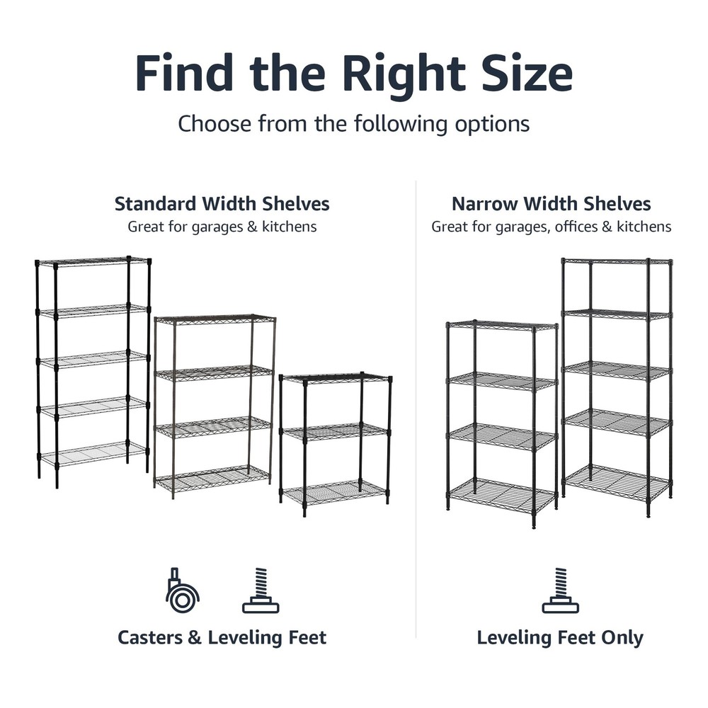 Amazon Basics 4-Shelf Steel Wire Storage Rack - Adjustable, Sturdy, Easy Assembl