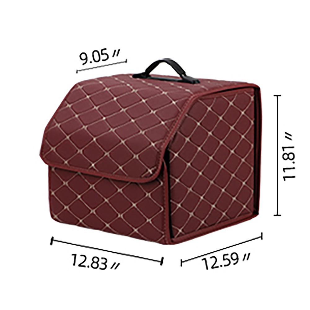 Red Diamond Pattern Car Trunk Organizer Box Storage Collapsible Foldable