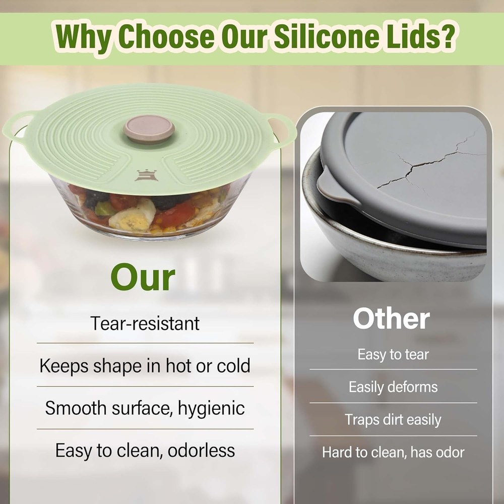 Microwave & Dishwasher Safe Silicone Lids - 3 Pack for All Kitchen Needs