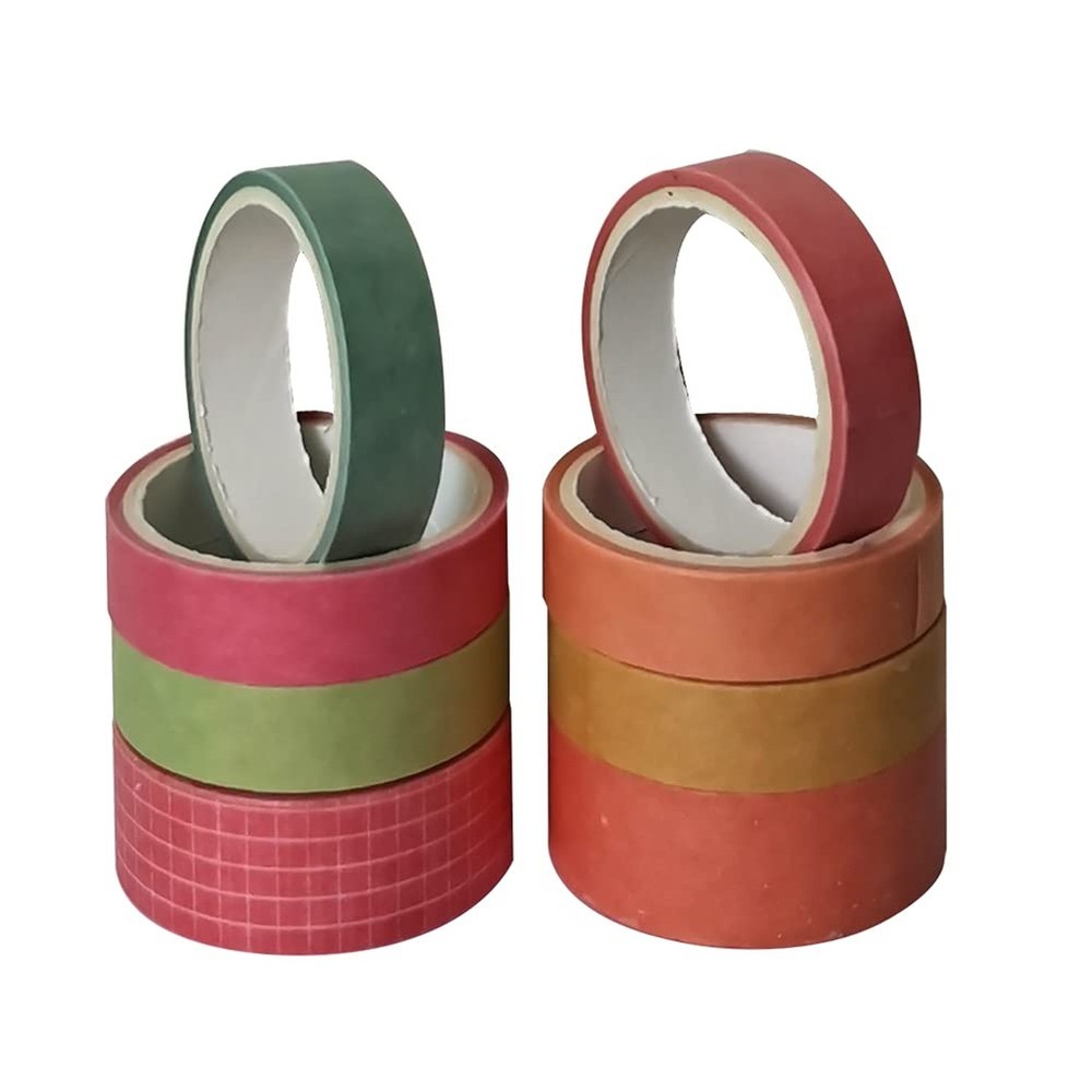 ZDOLAKIDS 8 Rolls Washi Tape Set Basic Fresh Morning Glow Solid Color Adhesiv...