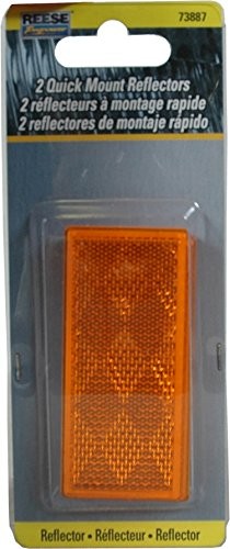 Towpower 73887 Quick Mount Rectangular Reflector, 2 Pack Amber