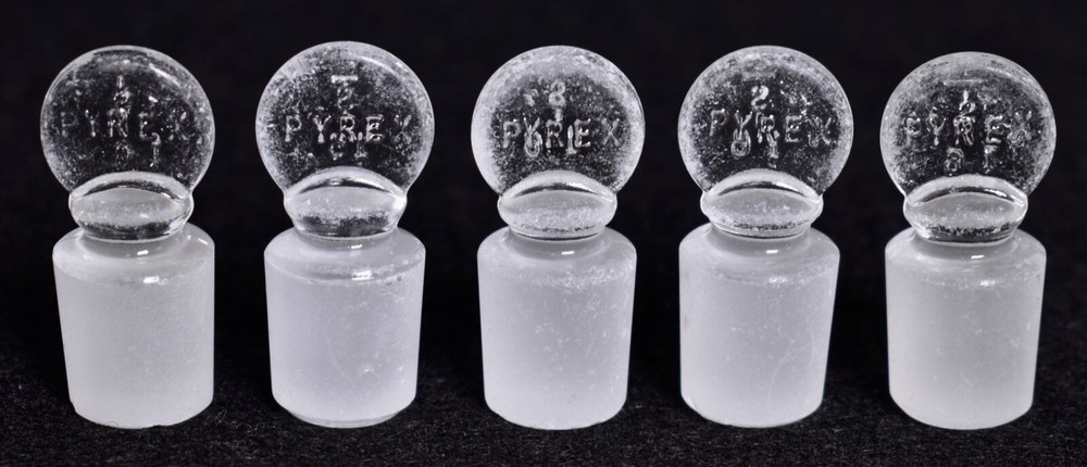 5 Count Pyrex # 16 Penny Head Glass Stoppers